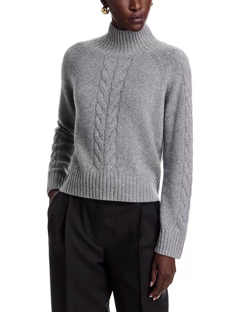 C by Bloomingdale's Cashmere Cable Mock Neck Sweater - Exclusive