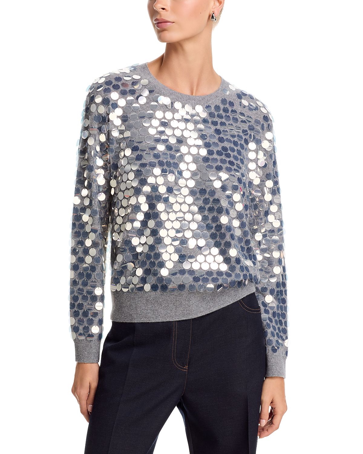 C by Bloomingdale's Cashmere Pailette Crewneck Cashmere Sweater, Exclusive