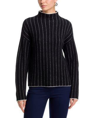 Cashmere Striped Mock Neck Sweater - Exclusive