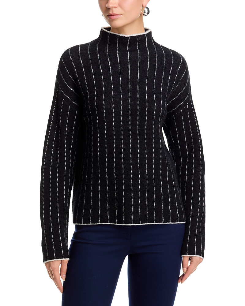 C by Bloomingdale's Cashmere Cashmere Striped Mock Neck Sweater - Exclusive