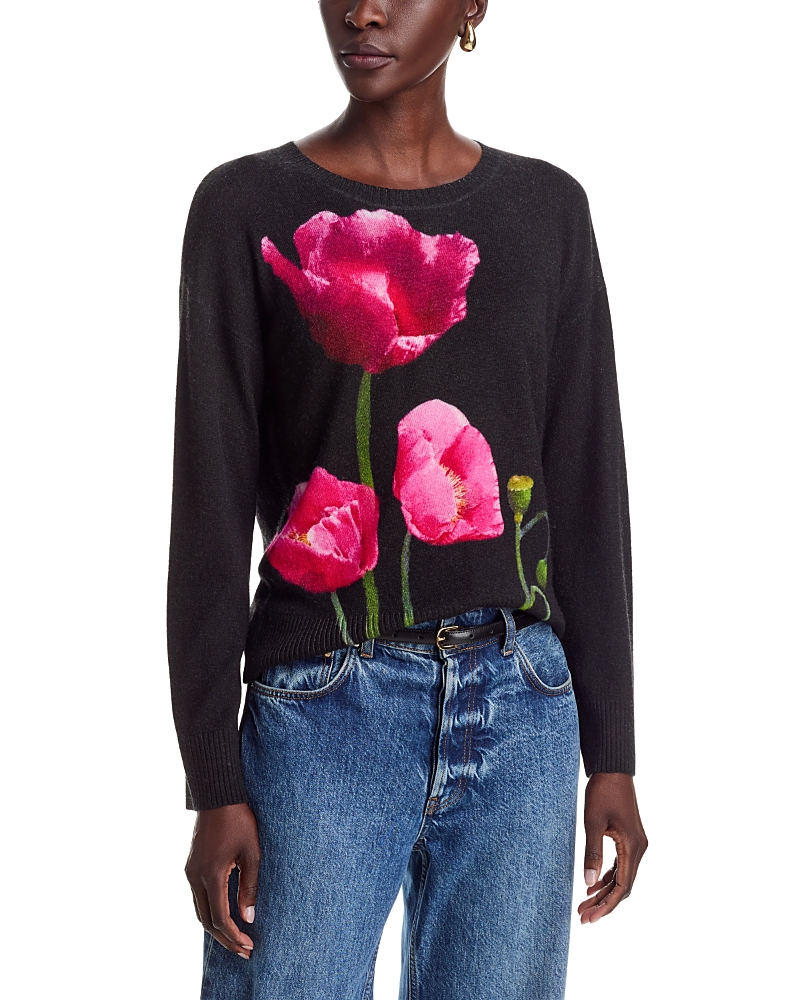 C by Bloomingdale's Cashmere Large Floral Crewneck Cashmere Sweater - Exclusive
