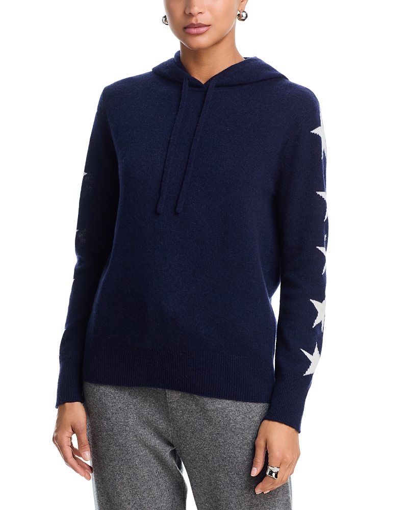 Aqua 100% Cashmere Star Sleeve Hoodie Sweater - Exclusive