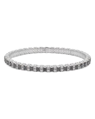 18K White Gold Black & White Diamond Pyramid Stretch Bracelet