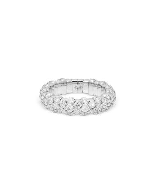 18K White Gold Diamond Slim Dome Stretch Ring, 2.43 tcw