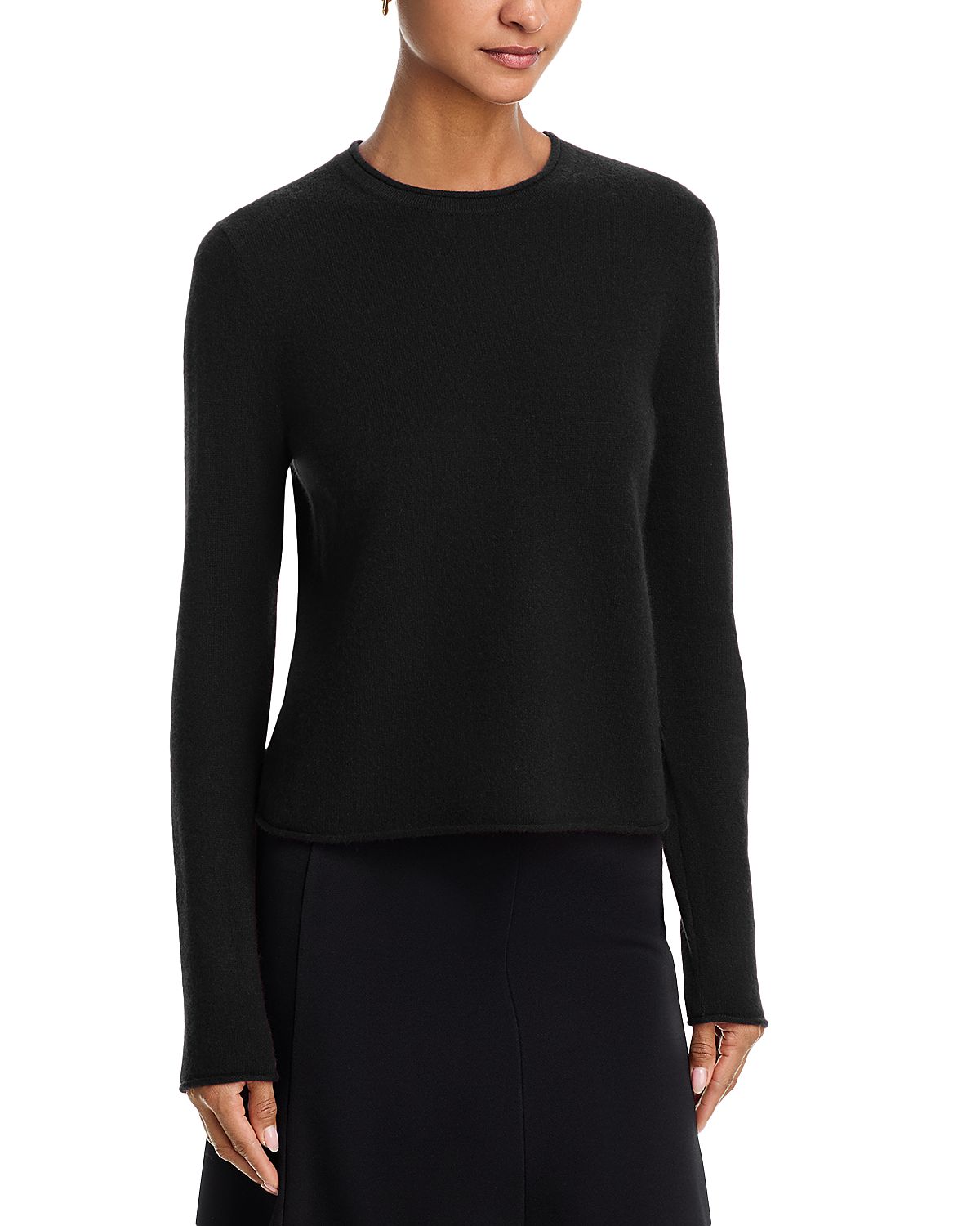 Aqua 100% Cashmere Rolled Edge Sweater - Exclusive