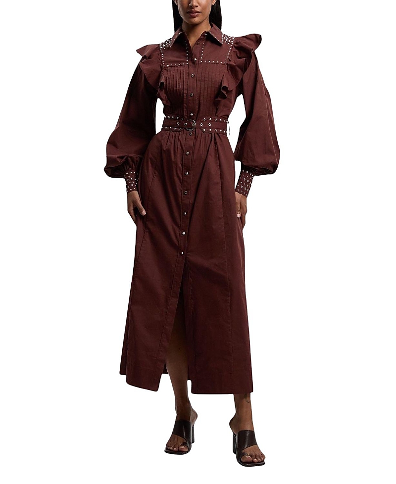 Karen Millen Cotton Studded Maxi Shirt Dress