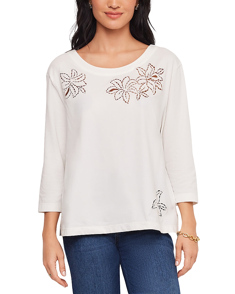 Karen Kane Embroidered Cutwork Boatneck Top