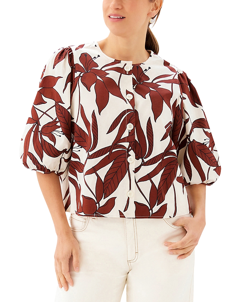 Karen Kane Puff Sleeve Button Front Top