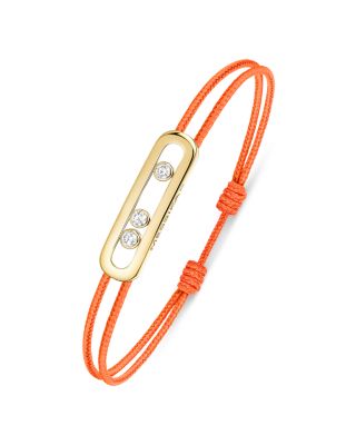 18K Yellow Gold Messika Cares Diamond Orange Cord Slider Bracelet, 0.09 tcw