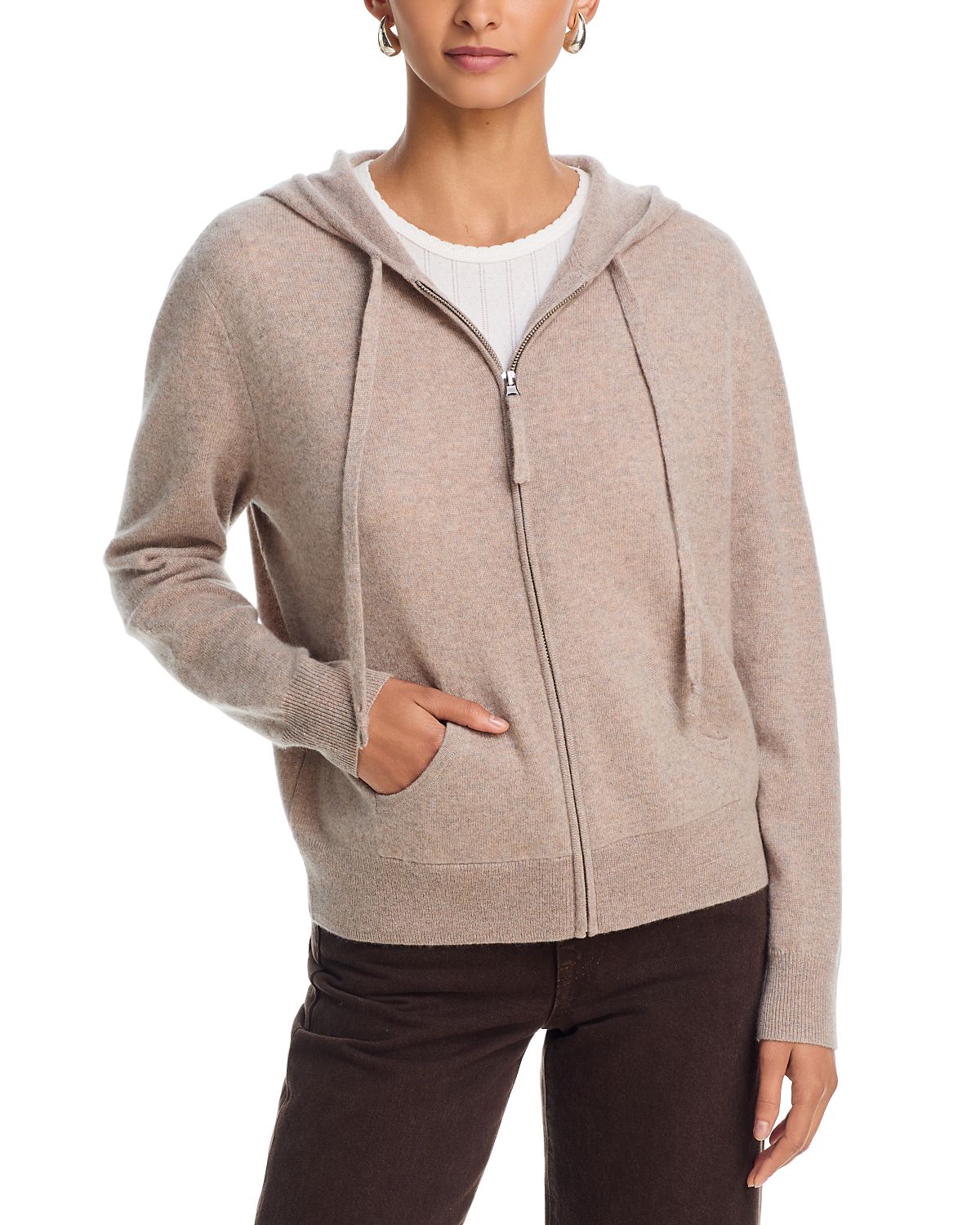 Aqua 100% Cashmere Full Zip Hoodie - Exclusive