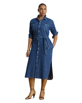 Belted Denim Midi Shirtdress
