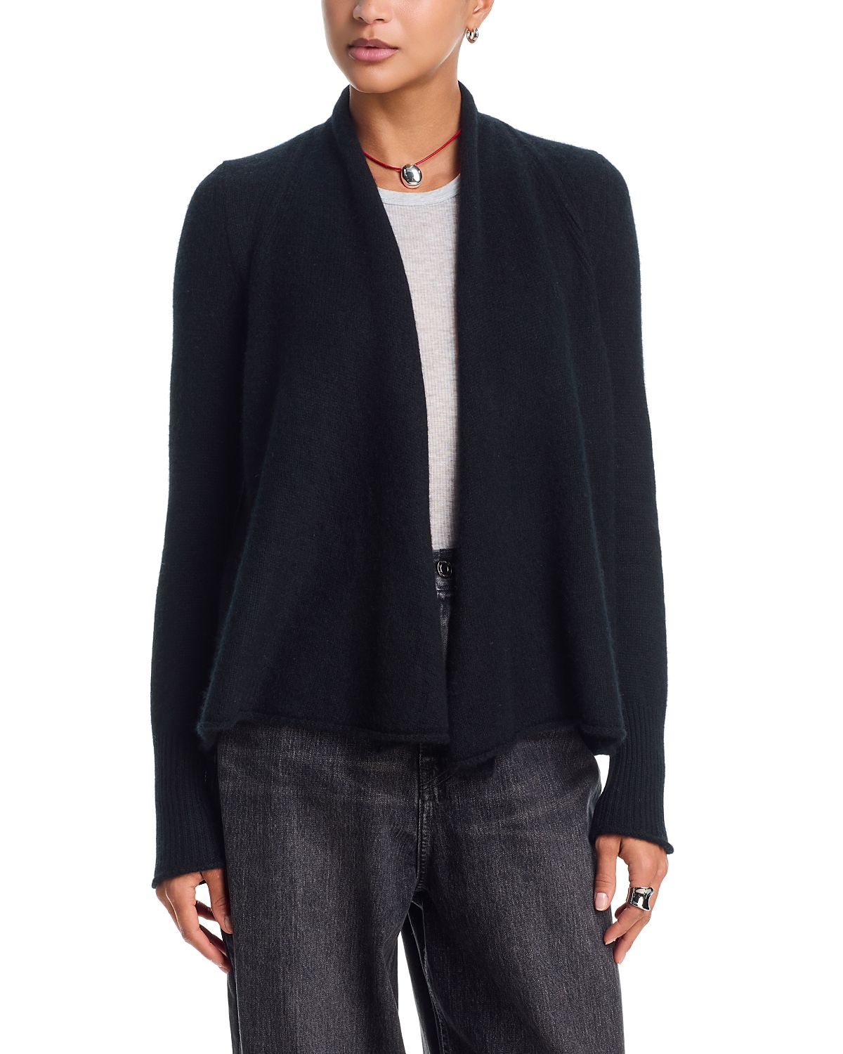 Aqua 100% Cashmere Drape Front Cardigan - Exclusive