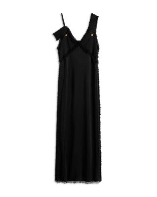 V Neck Raw Slip Dress