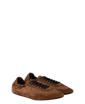Prada Men's Collapse Re-Nylon and Suede Elasticized Sneakers
