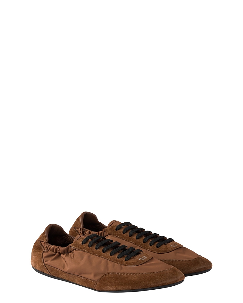 Prada Men's Collapse Re-Nylon and Suede Elasticized Sneakers