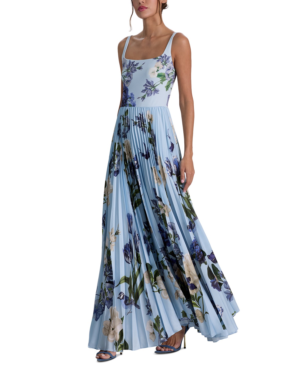Carolyn Soft Square Neck Pleated Maxi Dress