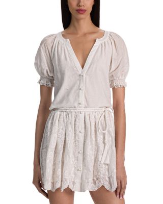 Alice and Olivia Thalia Eyelet Puff Sleeve Dress