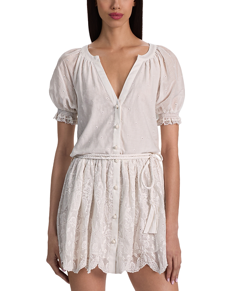 Alice and Olivia Thalia Eyelet Puff Sleeve Dress
