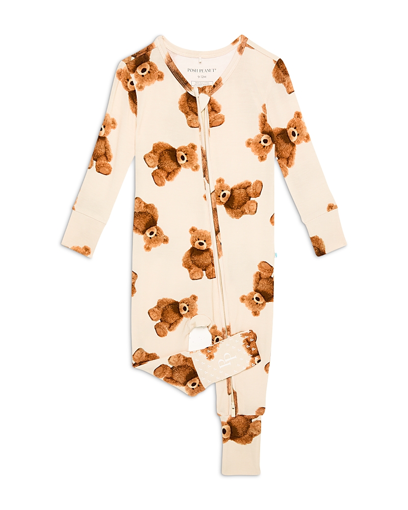 Posh Peanut Unisex Teddy Freddy Convertible One Piece Coverall Pajamas - Baby