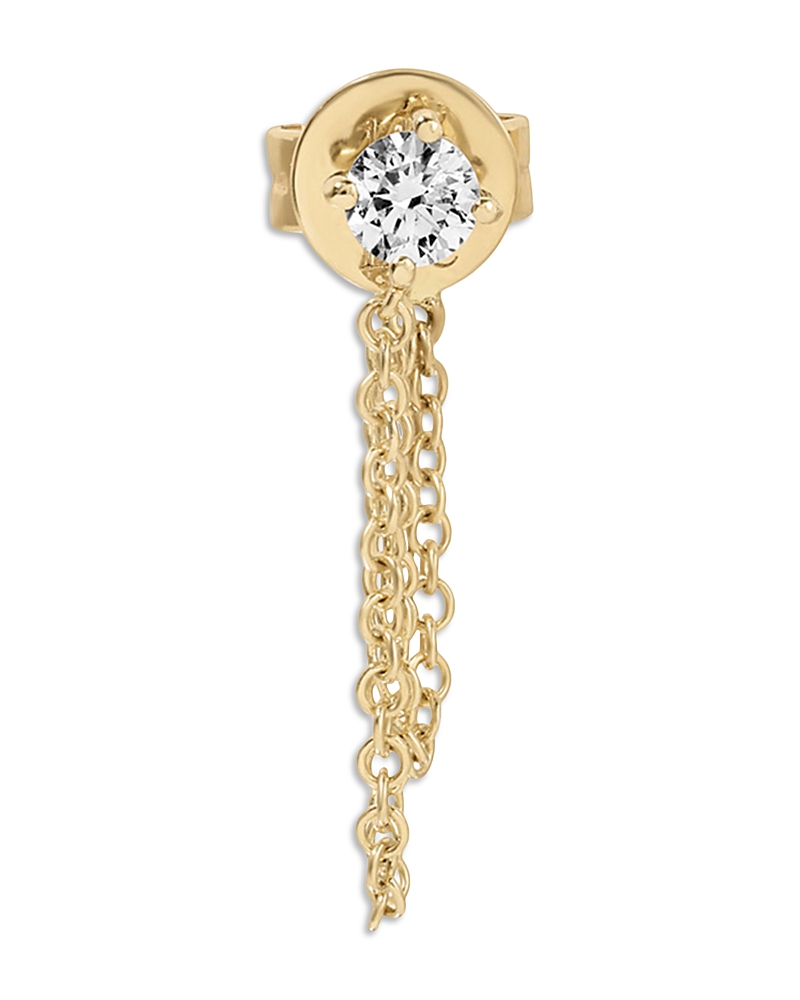 Ef Collection 14K Yellow Gold Diamond Chain Single Stud Earring, 0.1 tcw