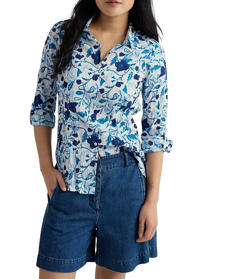 Seasalt Cornwall Larissa Crinkled Cotton 3/4 Sleeve Shirt
