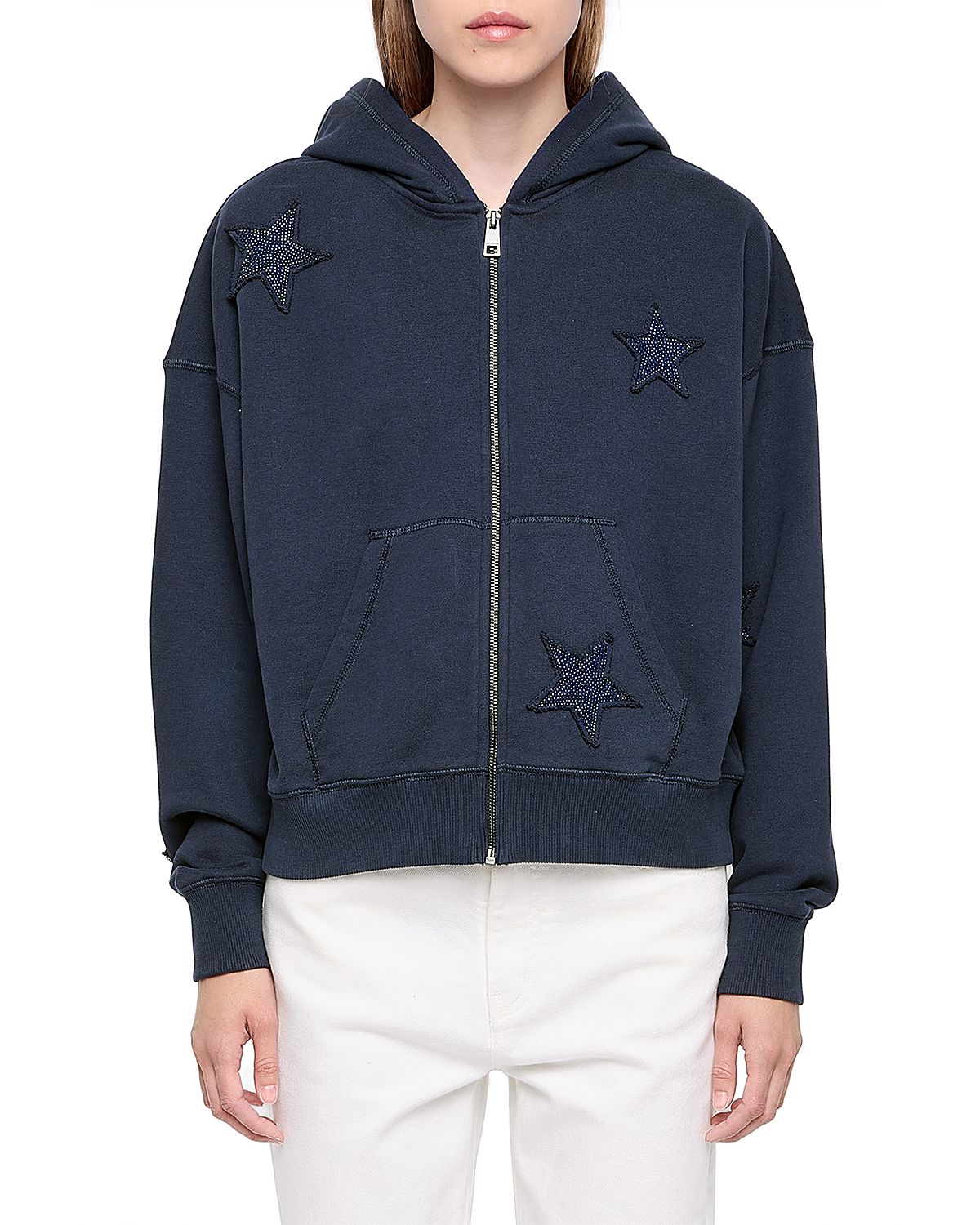 Zadig & Voltaire Mia Zip Pmo Ao Stars Embellished Hoodie