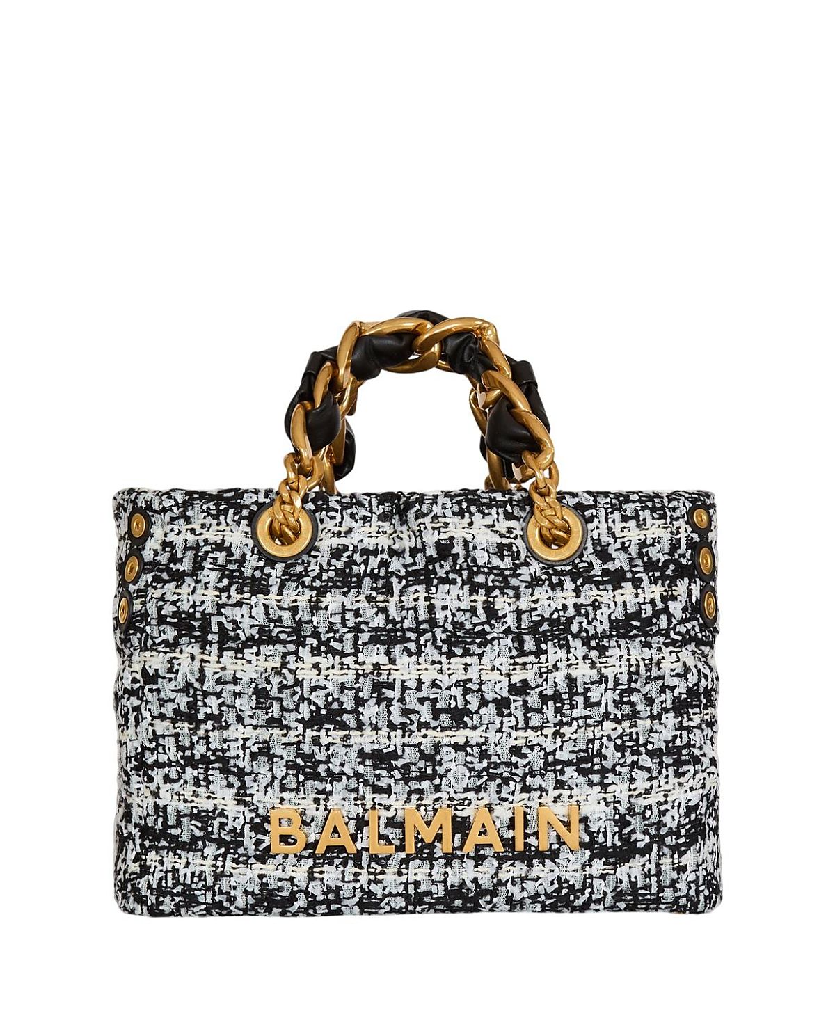 Balmain Small 1945 Soft Tweed Tote Bag