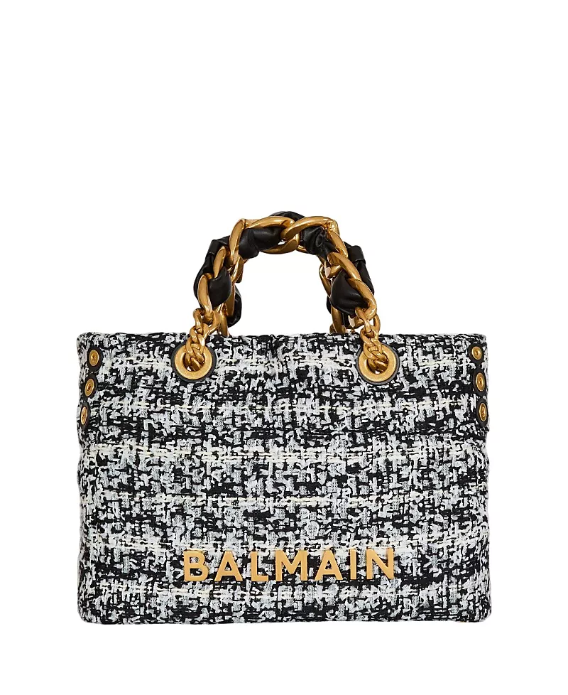 Balmain Small 1945 Soft Tweed Tote Bag