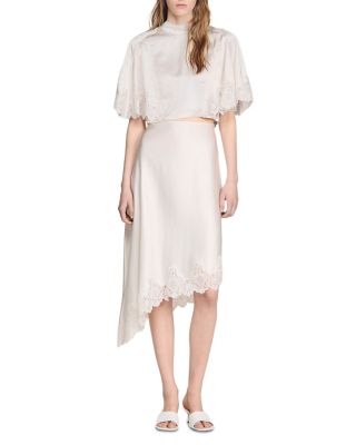 Sandro Asymmetric Satin Skirt