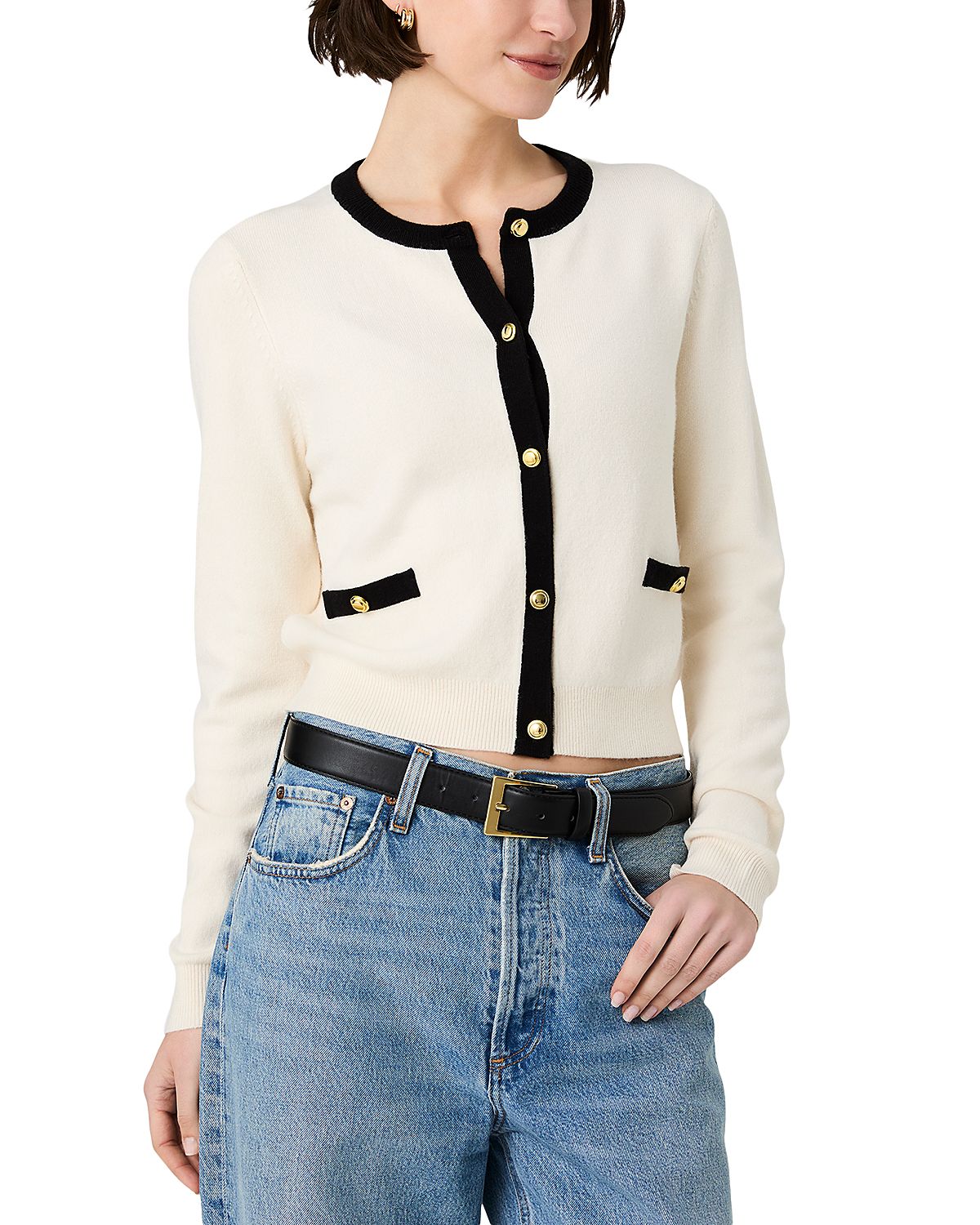 French Connection Babysoft Long Sleeve Contrast Cardigan Sweater