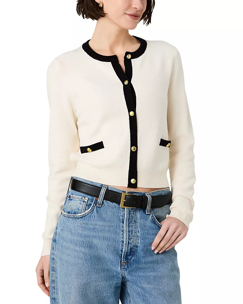 French Connection Babysoft Long Sleeve Contrast Cardigan Sweater