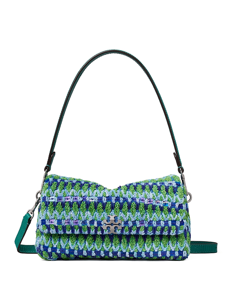 Tory Burch Charlie Small Woven Beaded Shoulder Bag