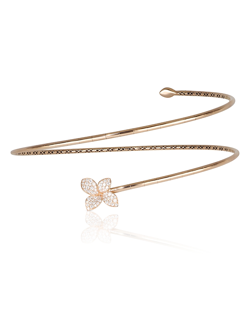 Pasquale Bruni 18K Rose Gold Petit Garden Diamond Flower Coil Choker Necklace, 0.45 tcw