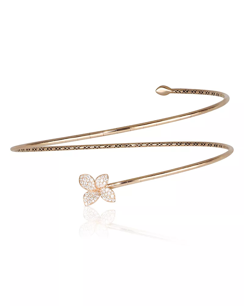 Pasquale Bruni 18K Rose Gold Petit Garden Diamond Flower Coil Choker Necklace, 0.45 tcw