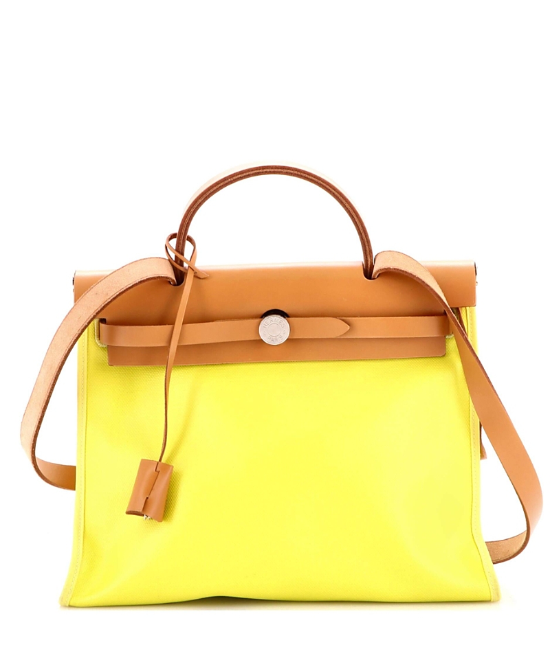 Pre-Owned HERMES 31 Herbag Zip Berline Vache Canvas and Leather