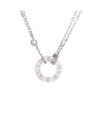  2 Diamonds Love Pendant Necklace 18K White Gold with Diamonds, 16"