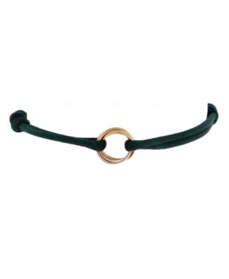  Trinity On Cord Bracelet Silk Cord with 18K Tricolor Gold