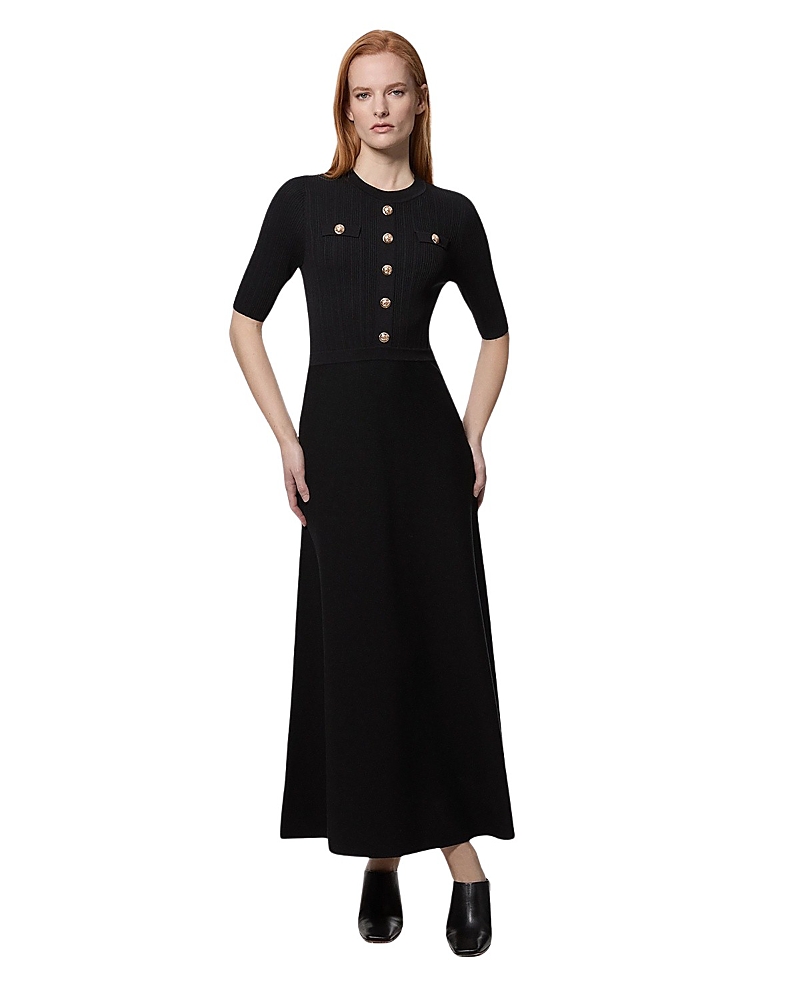 Karen Millen Rib Knit Military Trim Maxi Dress