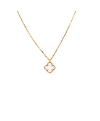  Sweet Alhambra Pendant Necklace 18K Gold and Mother of Pearl, 15.75"