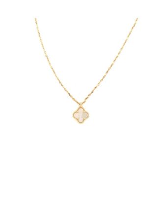  Sweet Alhambra Pendant Necklace 18K Gold and Mother of Pearl, 17.75"