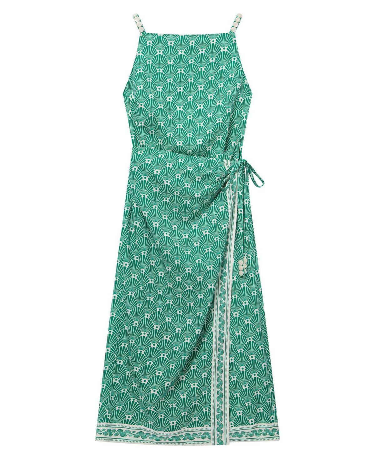 Women's Linen Blend Square Neck Midi Dress