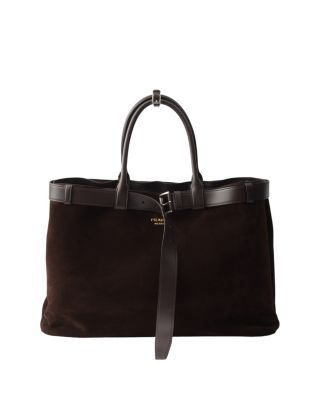 Prada Buckle Suede Bag With Belt