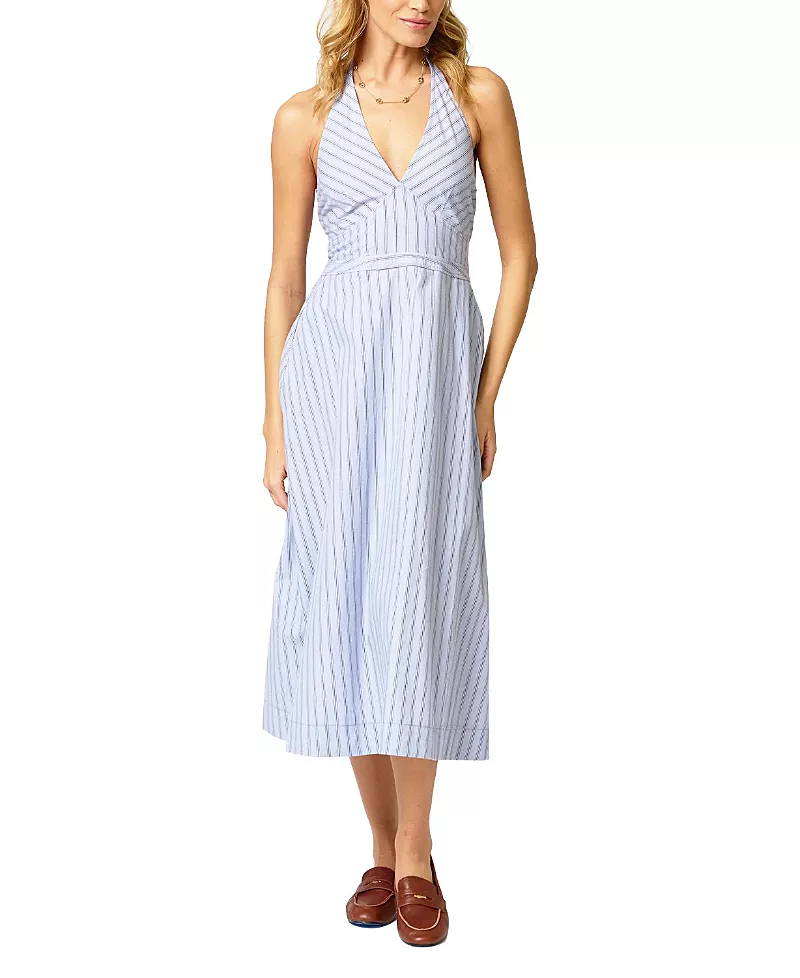 Central Park West Women's Ora Poplin Stripe Halter Dress