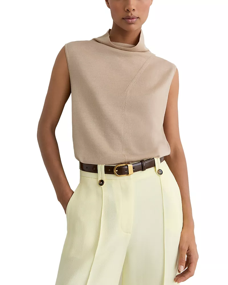 Reiss Honey Wool Sleeveless Top
