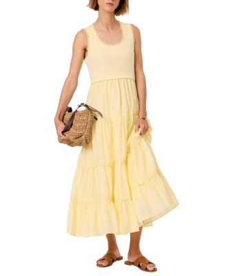 Mint Velvet Women's Crochet Trim Tiered Midi Dress