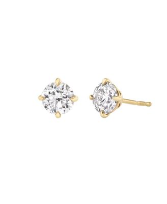  Solitaire Stud in 14K Gold, 4ctw Round Brilliant Lab Grown Diamond
