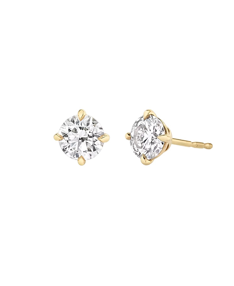 Vrai Solitaire Stud in 14K Gold, 4ctw Round Brilliant Lab Grown Diamond