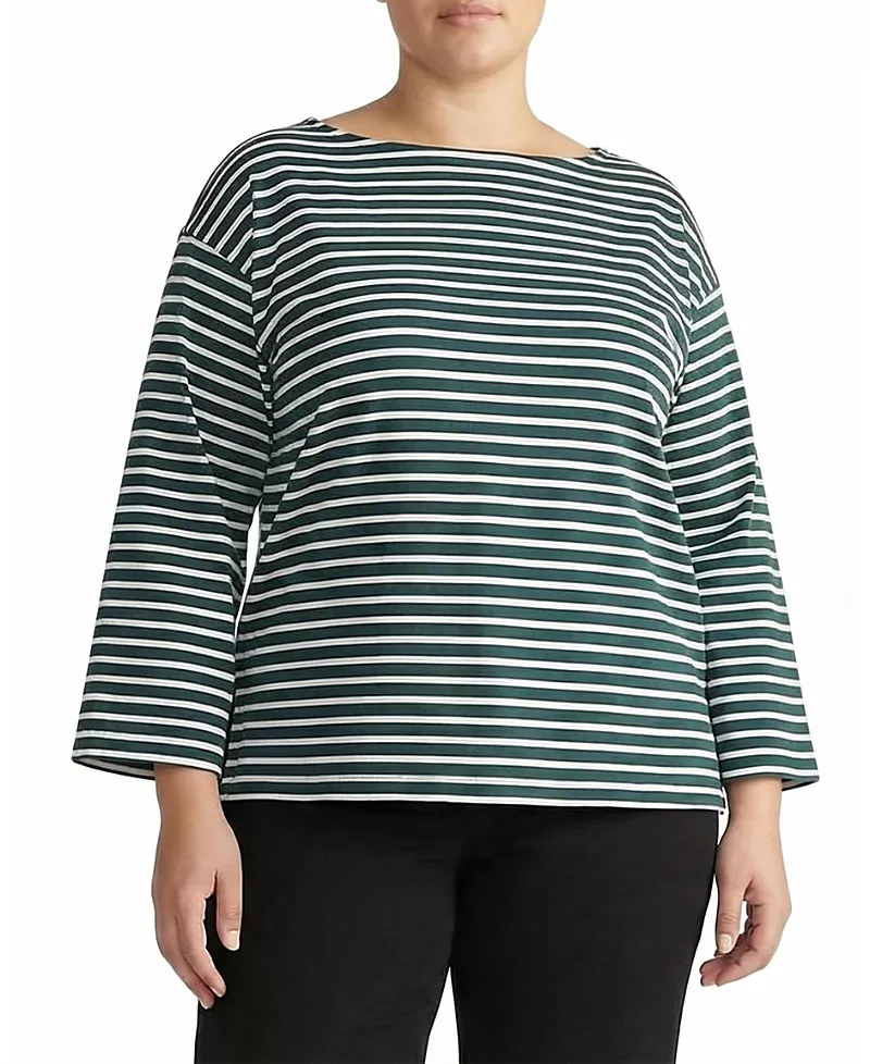 Universal Standard Women's Plus Size Montauk Breton Stripe Bell Sleeve Top