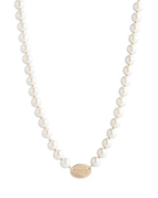 Imitation Pearl Collar Necklace, 17" 