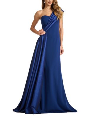 Tadashi Shoji Beis Draped One-Shoulder Gown